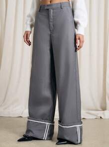 AiiRZ Turn Up Tailored Wide Leg Trousers