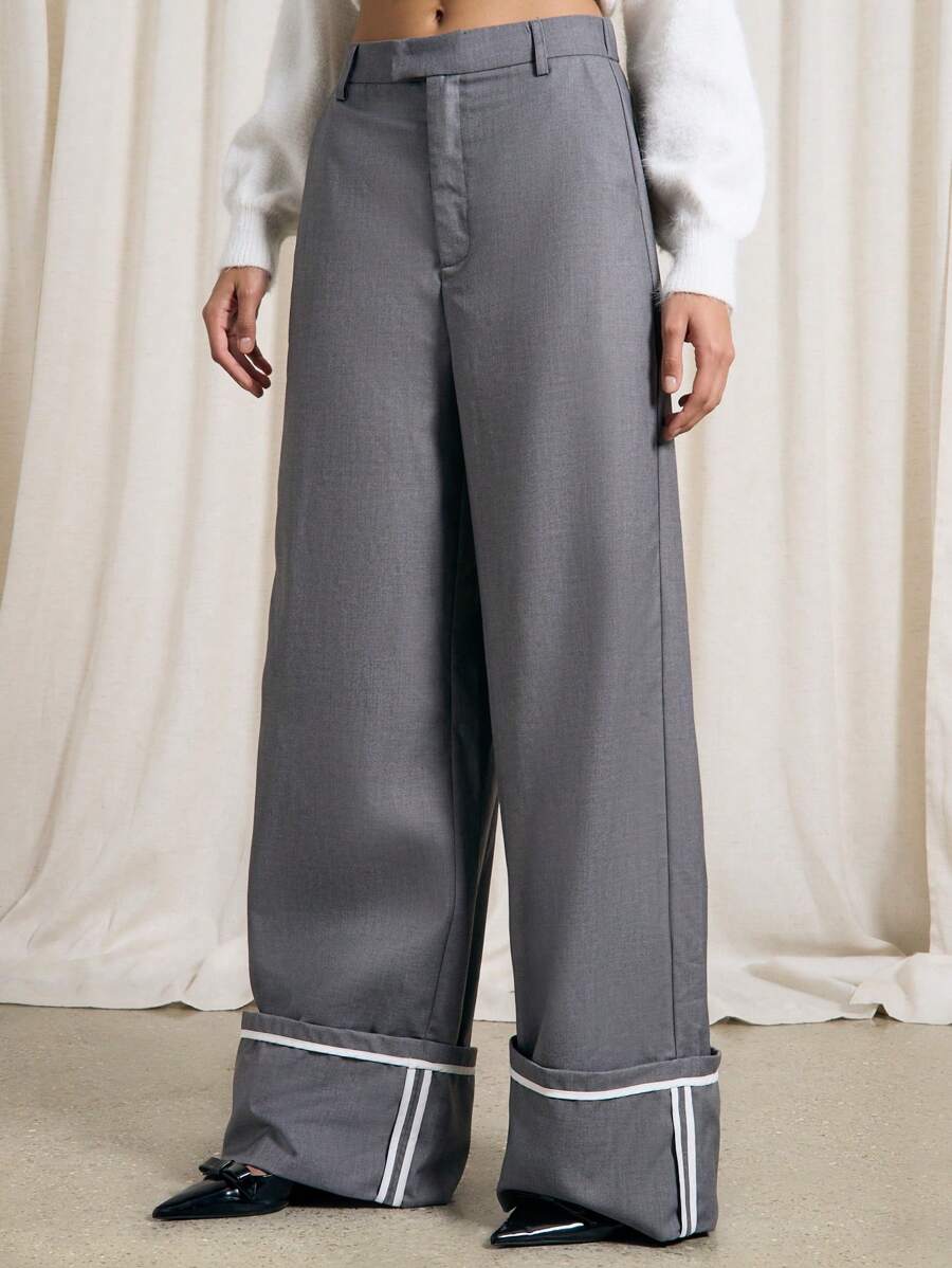 AiiRZ Turn Up Tailored Wide Leg Trousers