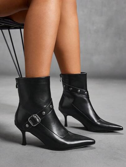 CUCCOO SZL Pointed Toe Slim High Heel Women's Elegant Ankle Boots & Short Boots For Christmas And New Year Holiday Vibe Fall And Winter