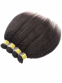 Kinky Straight Human Hair Bundles Virgin Human Hair Extensions Weave Brazilian 100% Unprocessed Bundles Human Hair - Natural Black - View 3