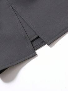 SHEIN PETITE Petite Women's Casual Minimalist Versatile All-Match A-Line High-Rise Grey Mini Skirt