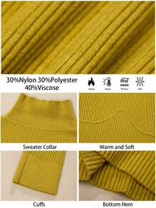 BizChic Yellow Crew Neck Long Sleeve Sweater Tee, Fashionable Women Knitwear Top, Office Wear, Thanksgiving Apparel
