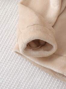 2pcs Tween Girls Flannel Plaid Pants And Solid Beige Long Sleeve Top Casual Pajama Set, Sibling/Matching Outfits (Sold Separately)