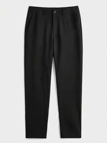 Manfinity RelaxMax Men's Fashionable Casual Solid Color Slant Pocket Tapered Suit Pants - Black - View 1