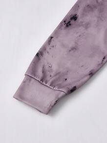 Manfinity Dauomo Men's Casual Streetwear Skeleton & Slogan Print Tie Dye Drop Shoulder Oversized Hoodie - Purple - View 5