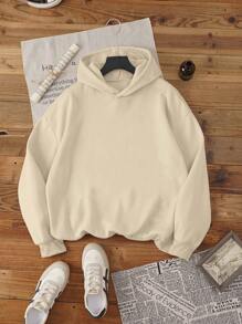 Glissea 少女印花休闲简约长袖卫衣 - 杏色 - 查看 2