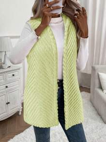 SHEIN LUNE Chaqueta regular versátil de unicolor con capucha y sin mangas