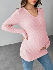 SHEIN 孕妇休闲纯色修身 T 恤，秋季