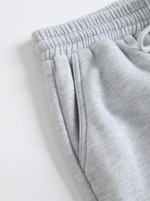 SHEIN BASICS Women's Casual Sports Loose Pockets Solid Color Knitted Pants