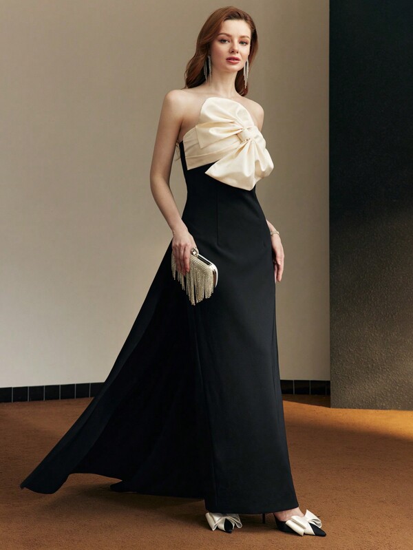 MOTF PREMIUM BOW DECOR TUBE DRESS