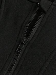 Sparklyn Tween Girls Waist-Cinched Thermal Lined Sweatshirt, Short And Fashionable Casual Wear For Autumn And Winter - Black - View 4