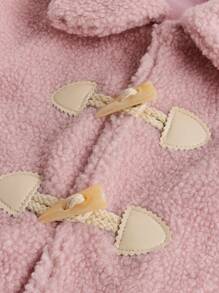 Tween Girl Toggle Button Shearling Peter Pan Collar Jacket, Cute And Sweet Fleece Jacket For Autumn And Winter - Pink - View 4