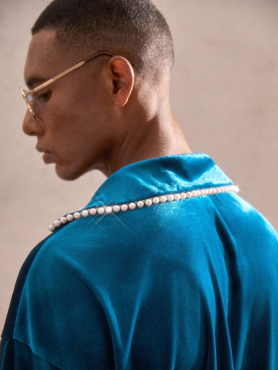 AKNOTIC Party 男士宽松版型宽松领口半襟长袖休闲 Polo 衫，适合秋季