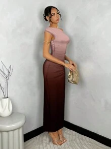 SHEIN BAE 女士夏季不对称荷叶边印花紧身连衣裙/沙滩度假连衣裙/长款连衣裙/夏季女装/沙滩装/夜店连衣裙/娇小身材连衣裙/毕业礼服/女士连衣裙/夏季女装/嘉年华/优雅女装/度假时尚连衣裙 - 彩色 - 查看 5