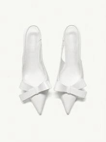 MOTF PREMIUM GIÀY CAO GÓT MŨI NHỎ CÓ NƠ CHO NỮ CHO LỄ HỘI GIÁNG SINH VÀ NĂM MỚI MÙA THU ĐÔNG - trắng - Xem 2