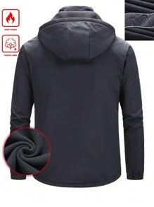 Manfinity Homme Men's Autumn/Winter Thermal Lined Zip Front Hooded Jacket - Grey - View 2