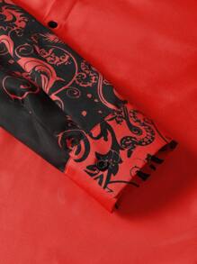 Manfinity LEGND Men's Autumn Floral Print Single-Breasted Casual Long Sleeve Shirt - Red - View 6