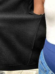 SHEIN Sudadera con capucha con adorno de lazo y diseño bordado, cálida y cómoda sudadera de maternidad