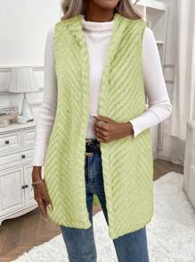 SHEIN LUNE Chaqueta regular versátil de unicolor con capucha y sin mangas
