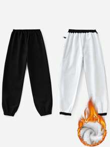 SHEIN LUNE Women's Thermal Lined Sweatpants, Thick & Warm, Grey, Autumn/Winter