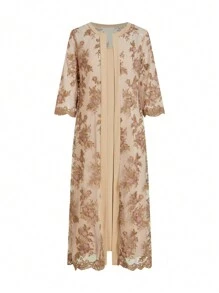 Ellevyn Women Elegant Luxury Lace Outfit For Party - Khaki - View 9