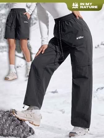 In My Nature In My Nature Damen Lässig Hose mit Schnürung und Buchstaben Aufdruck, Herbst/Winter, Ski Hose Damen