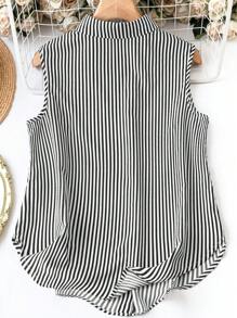 GlowEve 女士无袖条纹衬衫（随机印花）女士衬衫 - 黑與白 - 查看 2