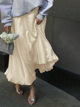 Serisse Women's Casual Midi Flower Bud Design Skirt For Autumn Winter