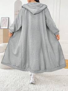 CovetEZ Áo nỉ dài tay màu đen cỡ lớn - Xám - Xem 2