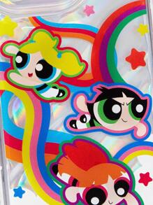 THE POWERPUFF GIRLS X SHEIN Cute Cartoon Pattern Laser Engraved Fashionable Phone Case - Silver - View 4