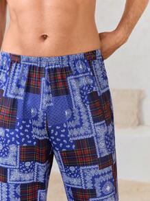 Manfinity ChillVibe Men's Casual Paisley Print Elastic Waist Straight Leg Lounge Pants - Purple - View 7