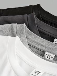 SHEIN Girlism 4 件套 Tween 女童休闲运动褶皱立领紧身长袖 T 恤