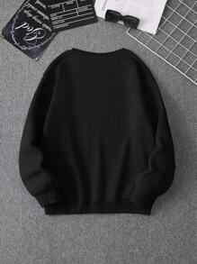 INAWLY 女式宽松落肩新年蝴蝶结图案运动衫 - 黑色 - 查看 2