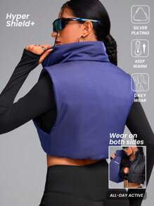 Innovista Veste de sport rembourrée à coupe ample et réversible pour femme, veste sans manches à col montant matelassée, vestes de ski, vêtements de montagne et de sport, tenue d'automne pour femme, vêtements de randonnée, veste zippée pour femme, vêtement chaud pour l'extérieur, tenue d'automne et d'hiver pour femme, veste d'hiver pour femme, vêtement thermique