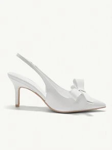 MOTF PREMIUM GIÀY CAO GÓT MŨI NHỎ CÓ NƠ CHO NỮ CHO LỄ HỘI GIÁNG SINH VÀ NĂM MỚI MÙA THU ĐÔNG - trắng - Xem 3