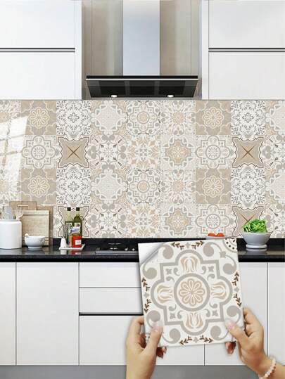 10 piezas/20 piezas Pegatinas de azulejos con patrón de mandala, autoadhesivas, resistentes al agua y al aceite de PVC para decoración de paredes de cocina, pegatinas, decoración de pared, calcomanía de vinilo para decoración del hogar, artículos de decoración de primavera para renovar su hogar, pegatinas de decoración de ramas, decoración de habitaciones, decoración de Ramadán, decoración del hogar, decoración de baño, decoración de cocina