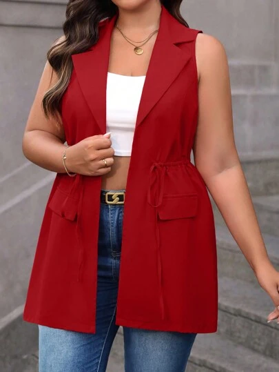 EMERY ROSE 大码女式纯色抽绳腰优雅吊带背心新年服装