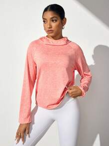 Women Raglan Sleeve Casual Daily Fitness Sports Long Sleeve Sweatshirt