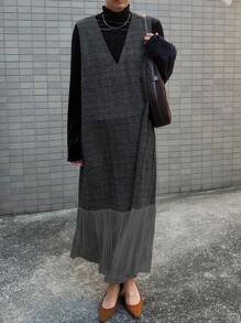 FRIFUL Women's Long Plaid Thick & Thermal Lined Sweater Dress Fall,Winter