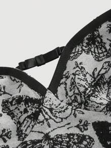 SHEIN MOD Black Butterfly Mesh Strap Romantic Dress For Women,Goth Dress,Black Homecoming Dress,Elegant Dress,Women Dress,Elegant Women Dresses,Mexican Women Dresses,Masquerade Ball Dress,Witch Dress - Black and White - View 3