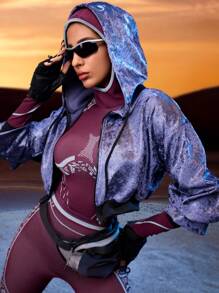 Innovista Seamless 3D Sculpting And Snake Texture Sports Outdoor Sweatshirts, Middle Support Racerback Sweatshirt , Hiking, Camping, Run, Workout, Gym Daily, Fall Sweatshirts, Going Out Tops, Workout Tops, Long Sleeves Sweatshirts, Fall Woman Outfits, Outdoor, Skiing Sweatshirts, Fall Winter Women Outfit, Core Motion, Valentines - Burgundy - View 5