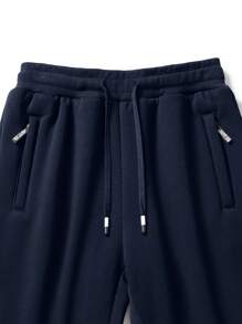 Manfinity Homme Men Solid Drawstring Waist Thermal Lined Pants