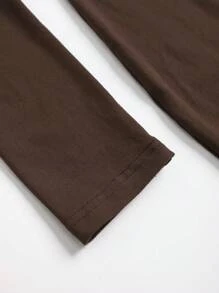 SHEIN BASICS 2件套纯色针织紧身连体裤，休闲 - 彩色 - 查看 7