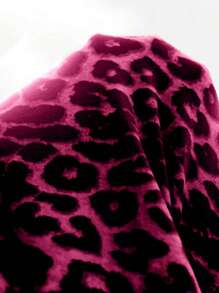 SHEIN Clasi 女式复古现代高领修身豹纹T恤，修身，适合秋冬季，日常穿着，分层穿着，通勤穿着，教师穿着，百搭 - 玫紅色 - 查看 7