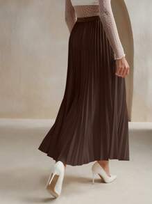 Anewsta Stedelijke stijl geplooide A-lijn rok, minimalistische mode casual alledaagse kleding maxi damesoutfit
