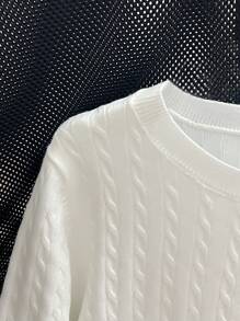 EMERY ROSE Casual Simple Solid Color Cardigan, Versatile For Autumn - White - View 7