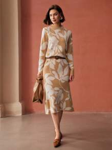 MOTF PREMIUM FLORAL PATTERN MERMAID KNIT SKIRT - Multicolor - View 2