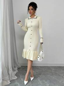 Chiquease Purple Slim-Fit Long Tassel Pullover Sweater, Autumn/Winter - White - View 4