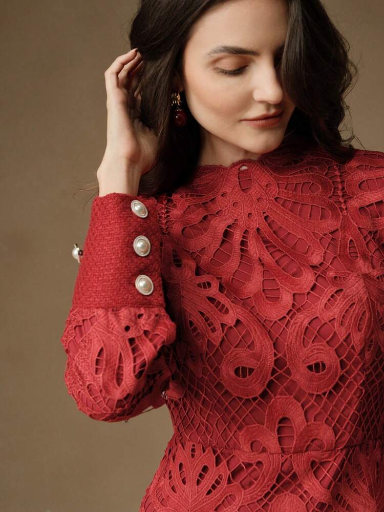 Charming Slim-Fit Elegant Lace Patchwork Cheongsam Dress