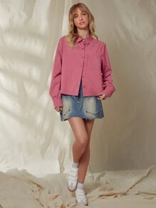 WESTFADE Striped Button Up Shirt - Burgundy - View 3